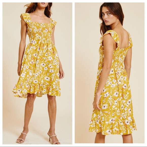 16 Boho Chic Sleeveless Tropical Print Smock Front Dress - Picture 5 of 6